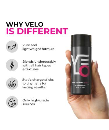 VELO Hair Building Fibers for Thinning Hair - Dark Brown 30g | Instant Volume & Fuller Look for Men & Women - Conceals Hair Loss Long Lasting Solution - Buy Online on GoSupps.com