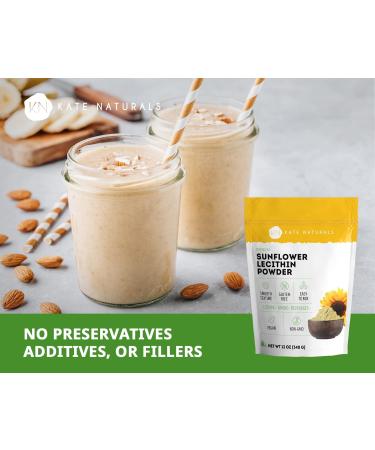 Kate Naturals Sunflower Lecithin Powder (12oz) - Gluten-Free & Non-GMO for Baking, Cooking, and Gummies | 100% Natural Substitute for Lecithin Powder | Ideal for Liposomal Vitamin C & Lactation Supplements - Buy Online on GoSupps.com