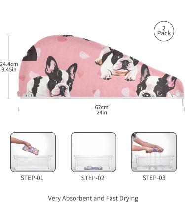 Bulldog Pink Hair Towel 2 Pack | Super Absorbent Quick Dry Hair Turbans for Women & Girls - Buy Online on GoSupps.com