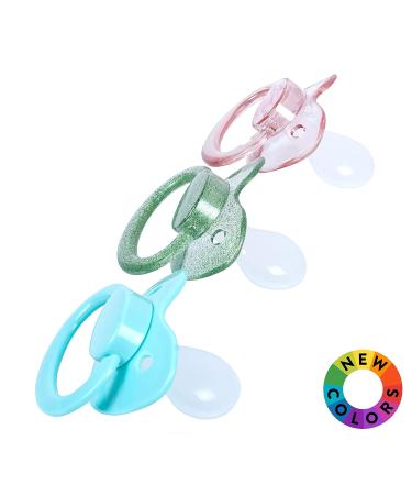 J&Or Classic Original Adult Pacifier Dummy - 3 Color Pack: Pink, Turquoise, Glitter Green - Buy Online on GoSupps.com