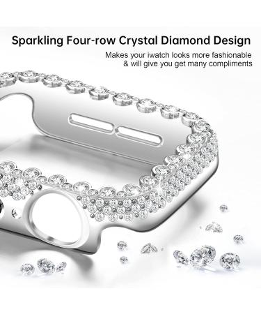 Bling Bumper Case Compatible with Apple Watch Series 6 5 4 Se 44mm Diamond Protective Face Cover for Women Hard PC Frame Protector for iWatch 44mm Silver Silver 44mm - Buy Online on GoSupps.com