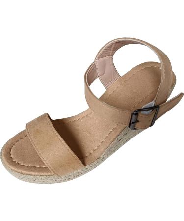 Women's 2023 Summer Dressy Sandals | Open Toe Breathable Beach Wedges | Slip On Flip Flops - Brown (Size 6.5-7) - Buy Online on GoSupps.com