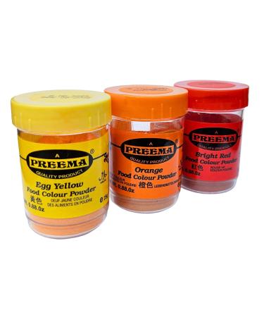 Preema Food Colouring Powder Yellow Orange and Red (Assorted 3x25g) Mixed
