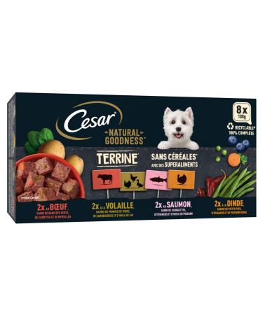 Cesar Barquettes Natural Goodness Terrine Wet Dog Food 4 Varieties Pack of 24 trays x 100 g