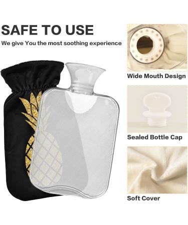 Hot Water Bottle with Gold Glitter Cover - 1L BPA Free Small Bag for Pain Relief & Cold Compress - International Shipping Available - Buy Online on GoSupps.com