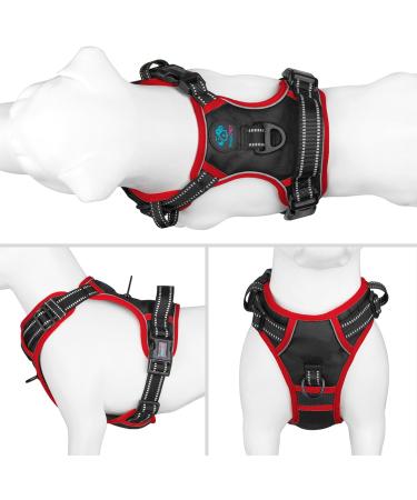Phoepet Improved Dog Harness - Reflective Adjustable Vest with Training Handle 2 Metal Hooks & 4 Snaps (XL Black) - No Training Needed - Buy Online on GoSupps.com