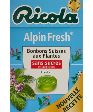 Ricola Bonbons Suisses aux plantes, alpin fresh, sans sucres, avec édulcorants - La boîte de 50g