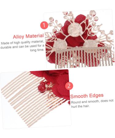 DOITOOL Red Rose Hair Clip Wedding Headpiece Hair Pin Hair Claw Clips for Women Flower Hair Clips Flower Hair Accessories Women Hair Accessories Bridal Headdress Comb Bride Chinese Style - Buy Online on GoSupps.com