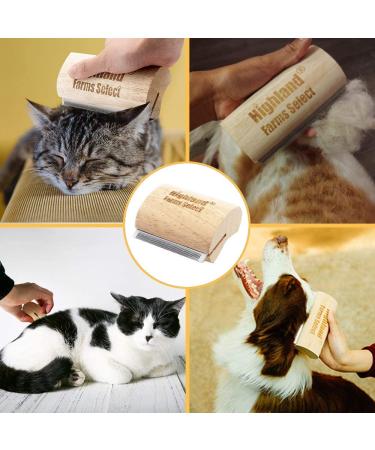 Highland Farms Select Deshedding Grooming Tool for Pets - Professional Pet Groomer for Cats, Dogs, and Horses - Ergonomic Wood Design for Painlessly Removing Hair and Dirt - Buy Online on GoSupps.com