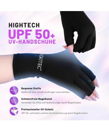 AOKITEC UV Gloves for Nails - UPF 50+ Fingerless UV Protection for Manicure & Nail Art Anti-UV Black Gloves for Skin Care & Nail Polish - Buy Online on GoSupps.com