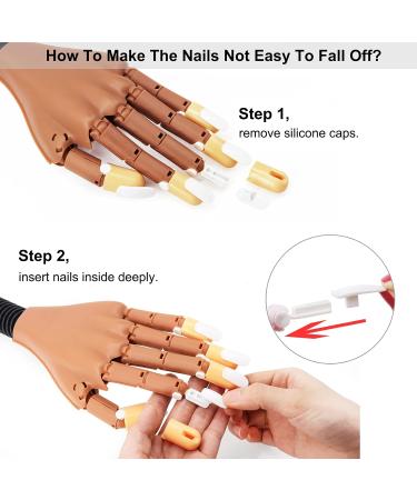 Nail Practice Hand with 400 Replacement Tips - Flexible Acrylic Manicure Hand for Beginners & Nail Technicians - Brown - Buy Online on GoSupps.com