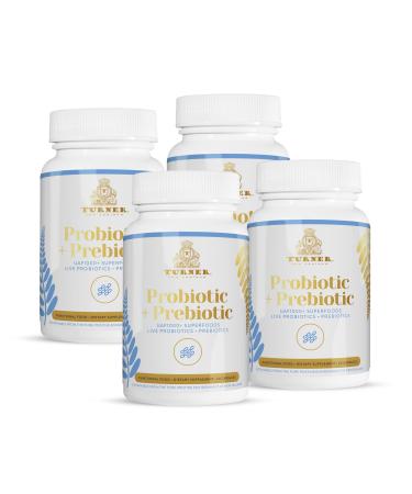 TURNER Probiotic+Prebiotic 18 Bacteria Strains 60 Billion CFU UAF1000+ Super Antioxidant 360 Capsules 4 Bottles