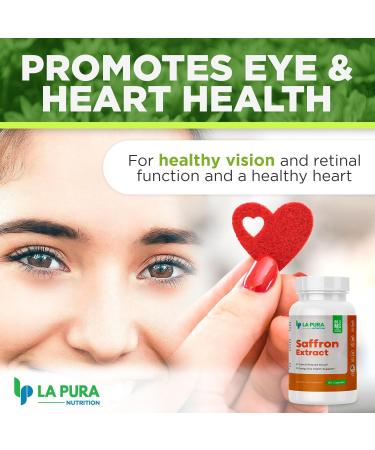 LaPura Pure Saffron Extract 88.5 mg Natural Mood & Energy Booster Supplement Eye & Heart Health Non-GMO Gluten-Free Made in USA 60 Capsules - Buy Online on GoSupps.com