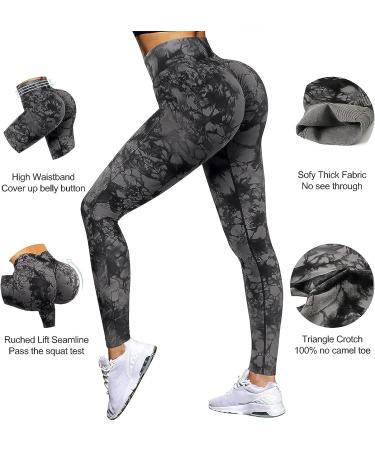 OMKAGI Women Scrunch Butt Lifting Leggings | High Waisted Workout Yoga Pants Medium 88-Black Tie Dye - Buy Online on GoSupps.com
