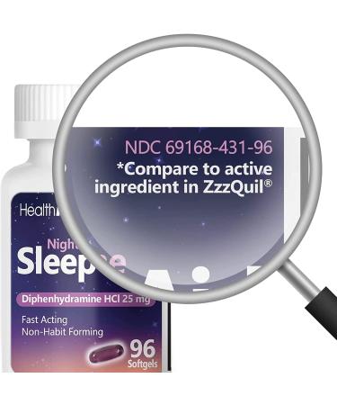 HealthA2Z Nighttime Sleep Aid Softgels - Fast Acting Diphenhydramine HCl - Non Habit-Forming - 96 Liquid Caps for Adult Sleeplessness - Buy Online on GoSupps.com
