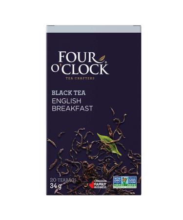 Four O'Clock Black Tea English Breakfast Non-Gmo Kosher Gluten-Free 20 Count 34g English Breakfast Black Tea