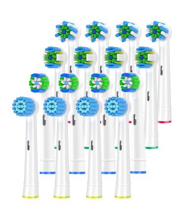 ITechnik 16er plug -in brushes for brown oral B Electric toothbrush 4 Sensitive Brush 4 Series Precision Brush 4er deep cleaning 4er cross clean essays (white) white 1 piece (16 pack)