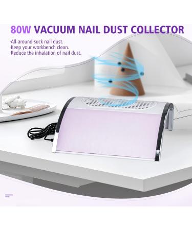 Saviland 80W Nail Dust Collector - Powerful Salon Dust Extractor with 2 Fans, 2 Bags, One Button Control for Acrylic, Dip Powder, Gel Polish - Purple - Buy Online on GoSupps.com