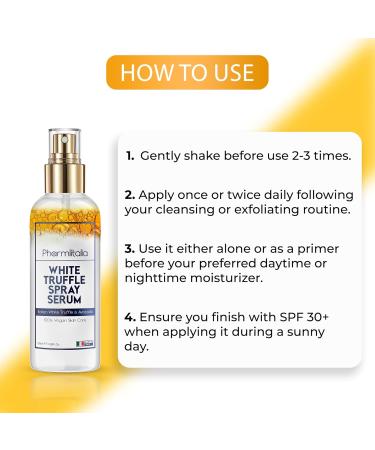 Italian White Truffle Spray Serum - Vegan Hydrating Face Mist with Avocado | Radiant Skin Serum - 3.38 Fl Oz - International Shipping Available - Buy Online on GoSupps.com