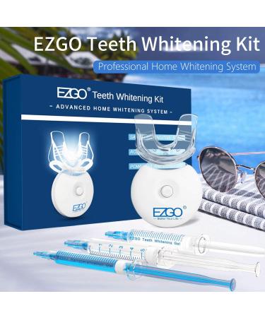 EZGO Teeth Whitening Kit with LED Light - Fast-Result Non-Sensitive Tooth Whitening Gel for Coffee and Soda Stain Removal - Blue Kit - Buy Online on GoSupps.com