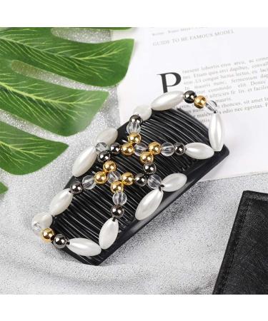 Besbomig 5-Piece Pearl Hair Clip Set - Elastic Hair Combs & Stretchable Hairpins for Women & Girls - Buy Online on GoSupps.com