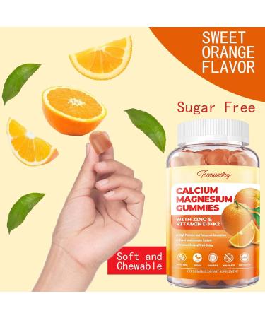 Calcium Magnesium Zinc Gummies with Vitamin D3 & K2 - High Absorption Magnesium Glycinate 400mg - Sugar Free Calcium Supplement - Support Nerve Muscle Mood & Immunity - for Adults Men Women Kids Orange 60 Count (Pack of 2) - Buy Online on GoSupps.com