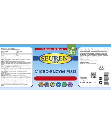 Seuren Nutrients Micro Enzyme Plus - 800 Tablets | Gluten-Free Lactose-Free Sugar-Free | Natural Multi-Enzyme Complex for Digestive Health - Buy Online on GoSupps.com