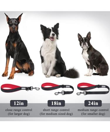 Vivaglory Short Dog Leash - 32cm Traffic Leash for Medium & Large Dogs - Black/Red - Buy Online on GoSupps.com