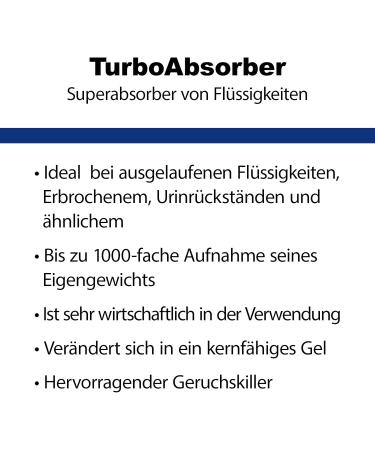 Pro Turbo Absorber 500ML - Multi-Purpose Odor & Liquid Absorber Powder - Binds Urine Blood Feces & Vomit - Superabsorber Granulate for Effective Odor Control - Buy Online on GoSupps.com