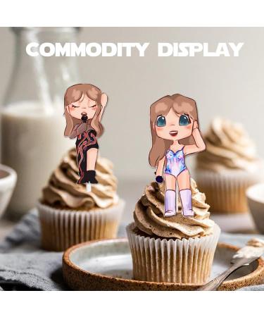 18pcs Glitter Cartoon Guitar Girls Dessert Cupcake Topper Cheer to Worldwide Popular Female Singer Concert Theme Decor Pick for Fan Men Women Happy Birthday Party Decorations Supplies - Buy Online on GoSupps.com