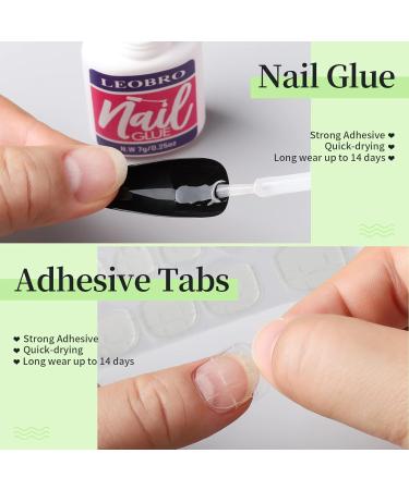 LEOBRO Long Press on Coffin Nails 28 Pack - Natural Glossy Finish, Full Cover False Nails for Women & Girls - Long Lasting Stick-On Nails with Glue - B-Glossy Design - Buy Online on GoSupps.com