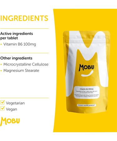 Vitamin B6 100mg Tablets - Supports Healthy Metabolism & Energy Levels | Vegan UK Made | GMP Approved | MOBU (120) - Buy Online on GoSupps.com