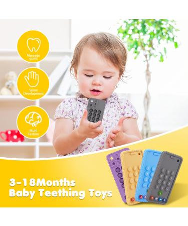 Cellphone Shape Baby Teething Toy - Soft Silicone Teether for Babies 0-12 Months (Grey) - Buy Online on GoSupps.com