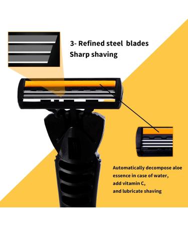 3-Blade Razor - Plastic Anti-slip Manual Refill Cartridges for Men & Women | Reusable Face Cleansing Tool - Black - Buy Online on GoSupps.com