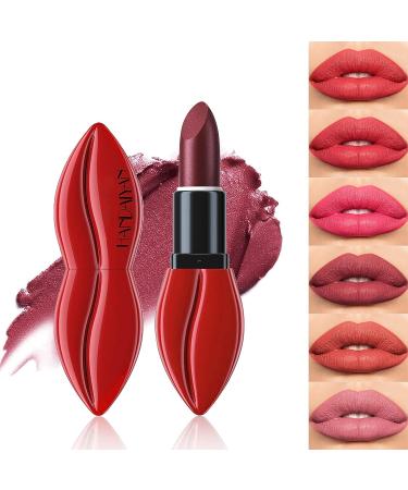 Duoffanny Matte Lipstick Set - 6Pcs Red Long-Lasting Waterproof Lipstick Kit for Women - Non-Stick Cup, Fade-Resistant Formula - Perfect Makeup Gift - Buy Online on GoSupps.com