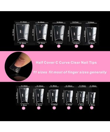 550 Pieces C-Curve Gel Nail Tips - Half-Cover French Fake Nails 11 Sizes for Art Nails - Perfect for Nail Enhancements - Buy Online on GoSupps.com