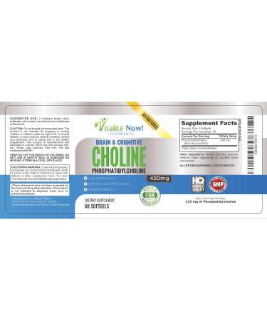 Choline Phosphatidyl High Potency Phospholipid Complex Phosphatidylcholine Pregnancy Support Mental Clarity Energy Liver Brain & Cognitive Health 420mg Softgels Non-GMO Made in USA - Buy Online on GoSupps.com