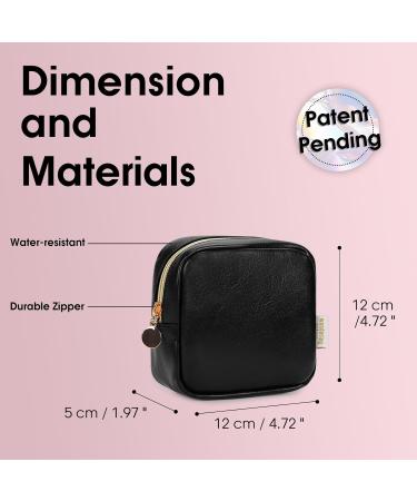 Wandering Nature Small Makeup Bag - Mini Make Up Pouch for Women | Eco Vegan Leather Black | Slip-in Pockets | Portable Cosmetic Bag - Buy Online on GoSupps.com