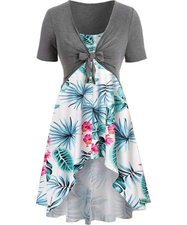 Siconght Women's Summer Dresses - Bowknot Top & Sunflower Print Two-Part Set - Shop Now! - Buy Online on GoSupps.com