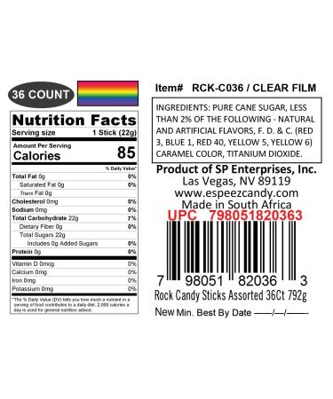 36 Extra Large Espeez Crystal Rock Candy Sticks - Assorted Flavors - Perfect for Candy Parties, Weddings, and Showers - Buy Online on GoSupps.com