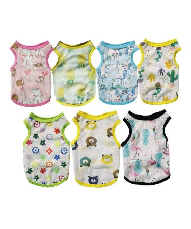 7 pieces of dog hirts breathable summer pet sweatshirts sweet dog clothing printed dog t-shirts puppy clothing for small and medium-sized dogs male dogs female dogs (L)