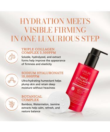 DISURI Beauty Korean Collagen Firming Toner | 3 500ppm Triple Collagen + 10 000ppm Hyaluronic Acid | Anti-Aging Face Prep for Urban Stress & Dehydration | 8.45 oz | Made in Korea - Buy Online on GoSupps.com