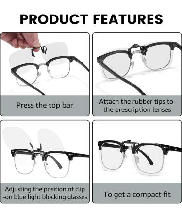 Rectangular Clip-On Blue Light Blocking Glasses - TS309 C03 | Reduce Eye Strain & Light Sensitivity - Buy Online on GoSupps.com