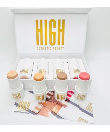 Contour 4 Piece Set For Face Professional Makeup Cream Long Lasting Cruelty Free Crystalline Artist Contour Colecction (Line To Go) Kit by Beauty Creations Highlighter high cosmetic agency