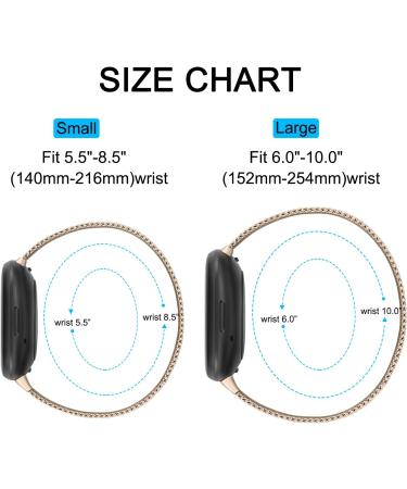 Adjustable Champagne Gold Metal Loop Bands for Fitbit Versa 3 & Sense - Small Size, Stainless Steel Magnetic Lock Replacement Wristbands - Buy Online on GoSupps.com