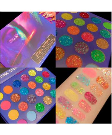 24-Color Luminous Eyeshadow Palette Stage Nightclub Children's Performance Makeup Beads Matte Fluorescent - Buy Online on GoSupps.com