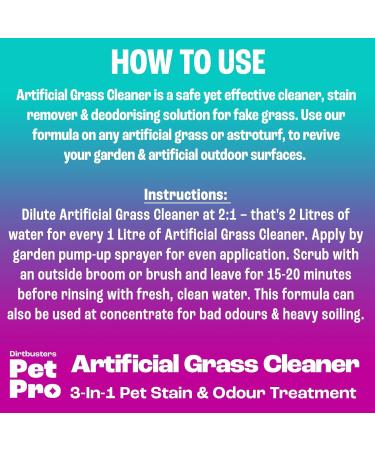 Dirtbusters Pet Pro Artificial Grass Cleaner For Dogs & Cats 3-in-1 Clean Remove Stains Urine & Deodorise With Reactivating Odour Eliminator For All Types Of Astro Turf (5L) - Buy Online on GoSupps.com