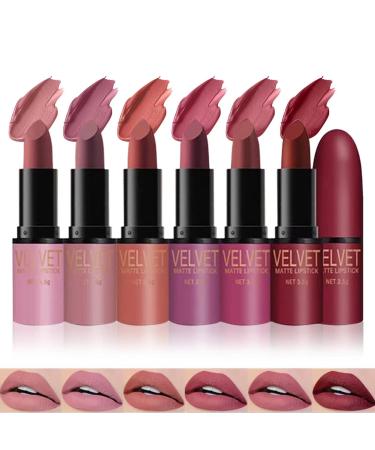 6 colors matt lipstick set velvet nude moisturizer smooth lipstick kit non-stick cup not fading durable waterproof lipstick-up gift set