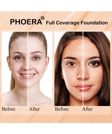 Foundation Made for PHOERA 104 and 105 & Face Primer Liquid Full Coverage Foundation Set Foundation Brush Powder Brush 5 Makeup Sponge 24HR Matte Oil Control Concealer(104 Buff Beige+ 105 Sand) 340 g (Pack of 1) 104+105/Buff Beige+ Sand - Buy Online on GoSupps.com