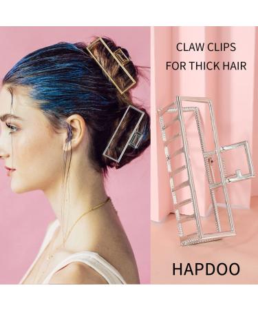 Square Claw Hair Clips for Women - Set of 4 | Large Rectangle Banana Clips in Rose Gold, Black, Silver, Gold - 3.5 Inches - Buy Online on GoSupps.com